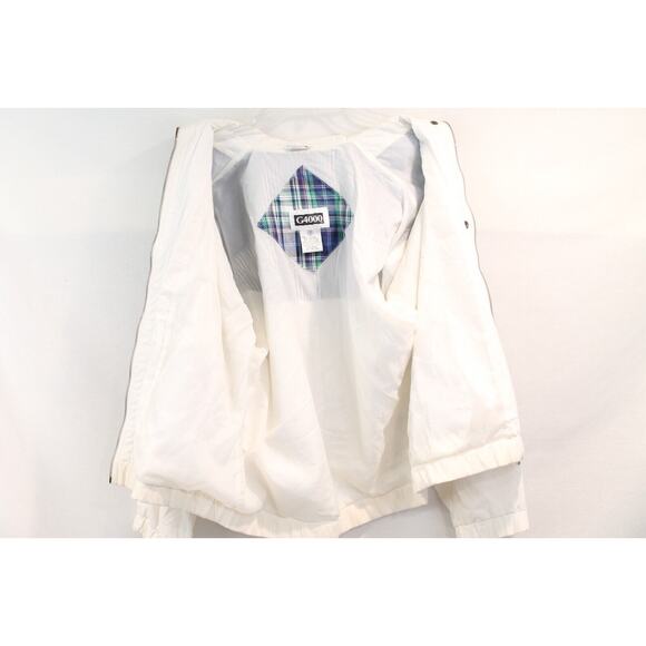 G4000 Vintage Patchwork Jacket Oversize S White Lined Hidden Full Zip Snap Up - Picture 7 of 9